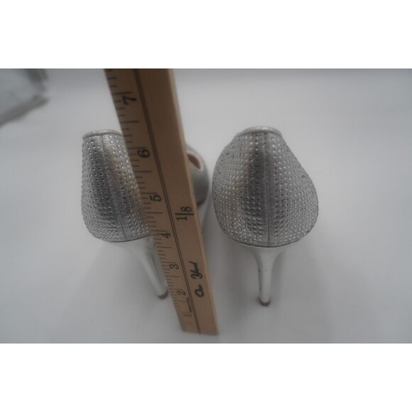 Jessica Simpson Lindiza Silver Sparkly Rhinestone Pointed Toe Stiletto Pumps 8M - Picture 11 of 13